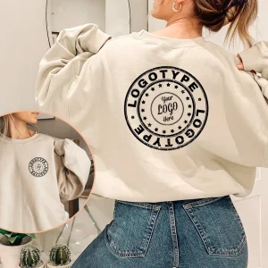 Custom Logo Sweatshirt, Your Business Logo or Brand Logo, Front and Back Logo Hoodie