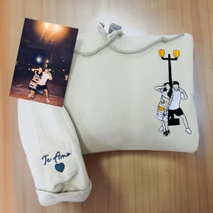 Embroidered Portrait Sweatshirt, Custom Photo on Hoodie Embroidered, Father Portrait Hoodie