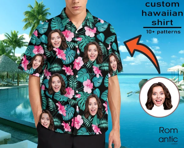 Custom Face Unisex Hawaiian Shirt For Man Woman, Summer Party Shirt